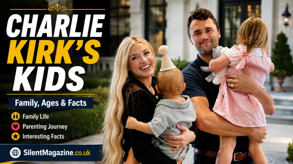 Charlie Kirk children featured with Charlie Kirk and Erika Kirk in a professional family portrait image