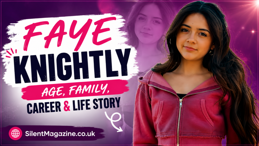 Faye Knightly smiling in a featured image about her age, family, career and life story