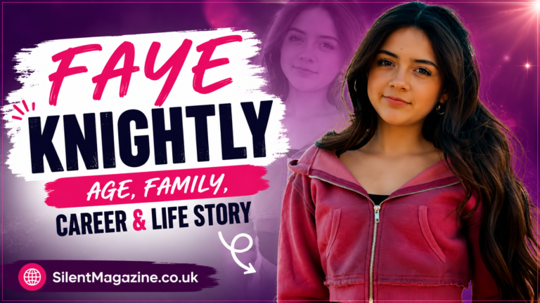 Faye Knightly smiling in a featured image about her age, family, career and life story