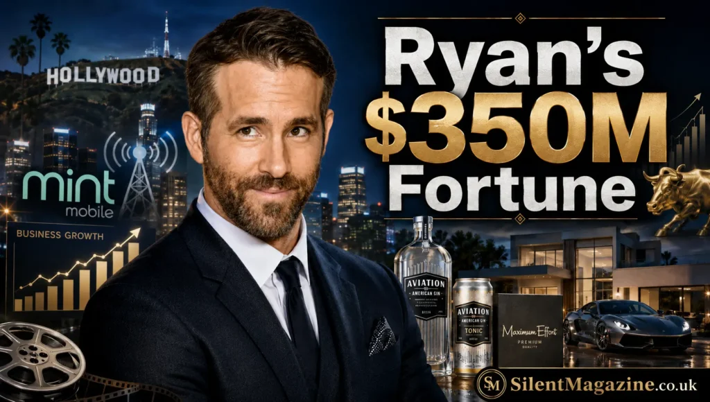 Ryan Reynolds net worth featured image showing the Hollywood actor, entrepreneur, and his estimated $350 million fortune